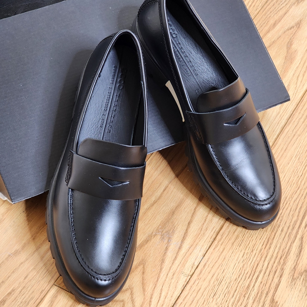 Ecco ModTray Women's Black Leather Penny Loafer Size 41EU/10-10.5US - Picture 9 of 13